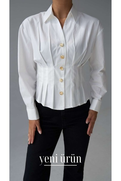 Serpirella Butik Cămașă cu detaliu cu nasturi aurii