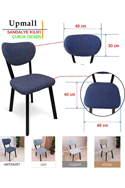 StarMall Bohem Jakarlı Sandalye Kılıfı Çubuk Desen 1 adet