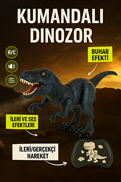 hak-iş oyuncak Mavi Kumandalı T-Rex Dinozor – Buhar, Işık ve Ses Efektli Oyuncak