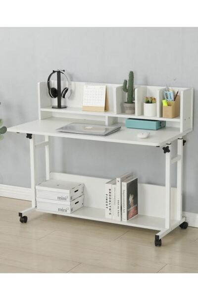 AGD Adjustable Height Kids Study Desk with Hutch Bookshelf White