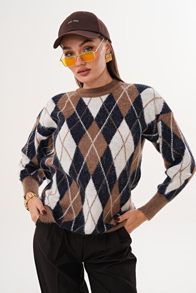 ŞİMAL Pulover tricotat cu model Baklava pentru femei 255141 -