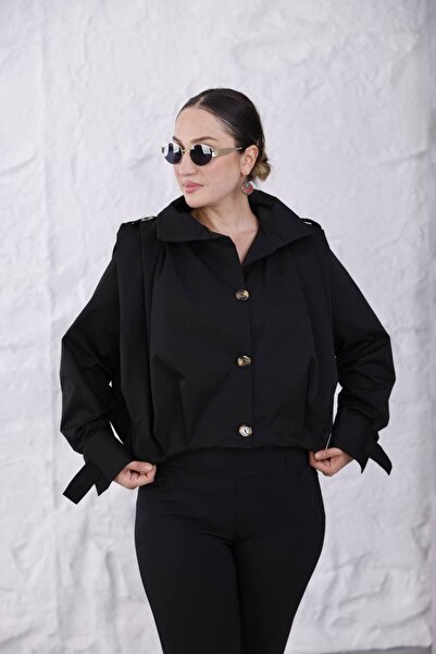BRGCLOTHING Z.R KOLLARI BÜZGÜLÜ VATKALI KISA TRENÇKOT CEKET