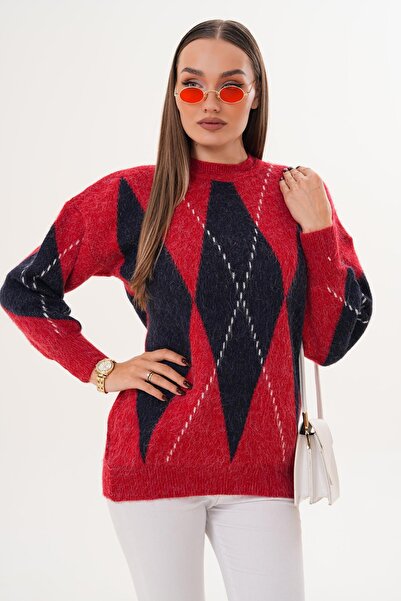 ŞİMAL سترة نسائية محبوكة بنمط البقلاوة 255140 -