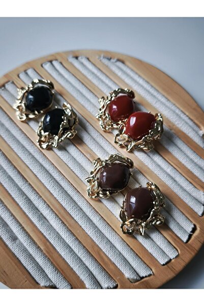 VOBEEYKU Gold asymmetric edge vintage earrings