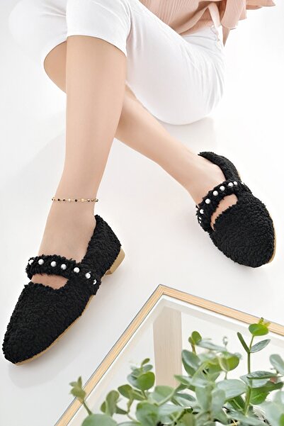 Modafırsat Kadın Babet Siyah Hafif Rahat Şık İş Ofis Günlük Ayakkabı