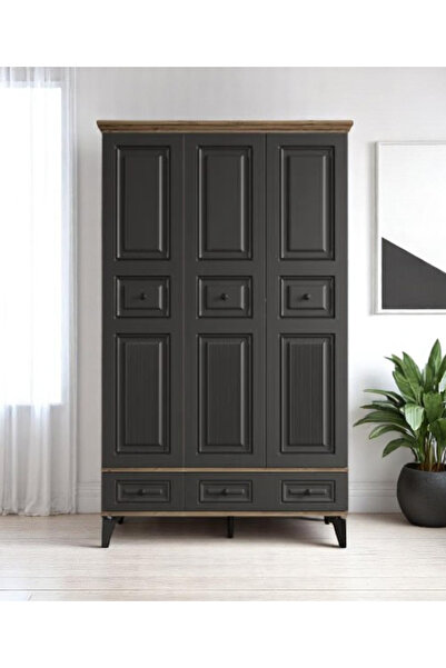 miracool Terra 3 Kapılı Dolap / %100 MDF / Antrasit