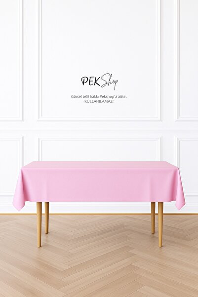 PEKSHOP Tekrar Kullanılabilir Pembe Masa Örtüsü Lüks Plastik Masa Örtüsü Pembe