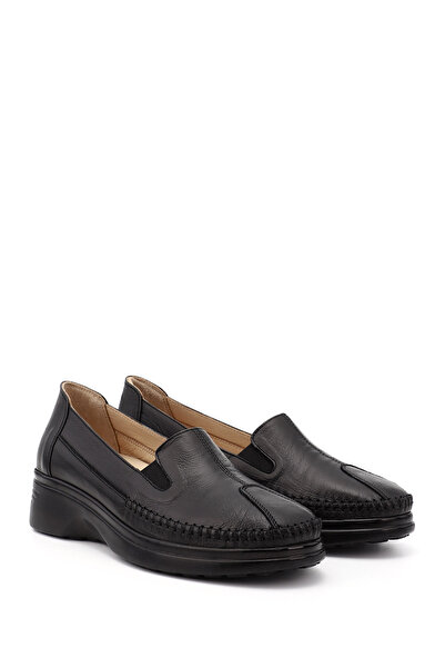 GÖNDERİ(R) Women / Girls Black Wedge Sole Genuine Leather Comfort Shoes