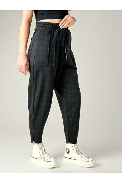 COCOPELLI Thin Plaid Women's Baguette Pants with Pocket Detail