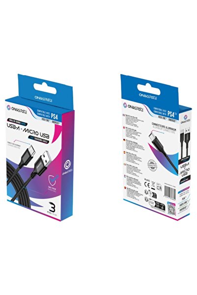 Oniverse USB-A to Micro-USB Charging Cable 3m, Black, Braided Design, 2.4A