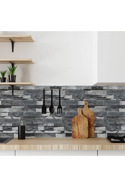 Hode 3D Self-Adhesive Wallpaper, Brick Imitation Design, Covers 5.39 sqm, Modern Design, Gray Stone