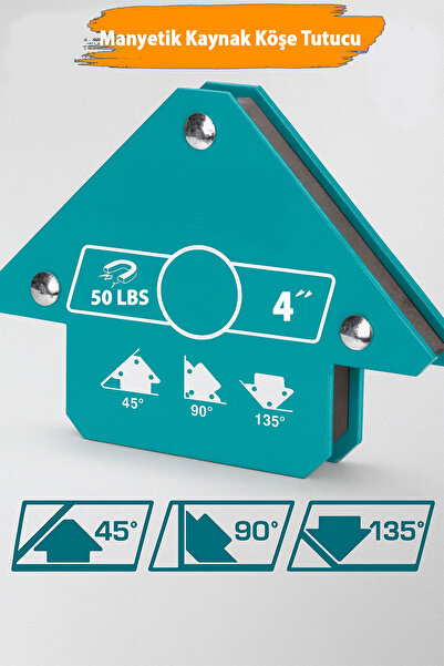 Badem10 Manyetik Kaynak Köşe Tutucu 4" Mavi Güçlü Mıknatıs Kaynak Aparatı Metal Montaj Aparatı