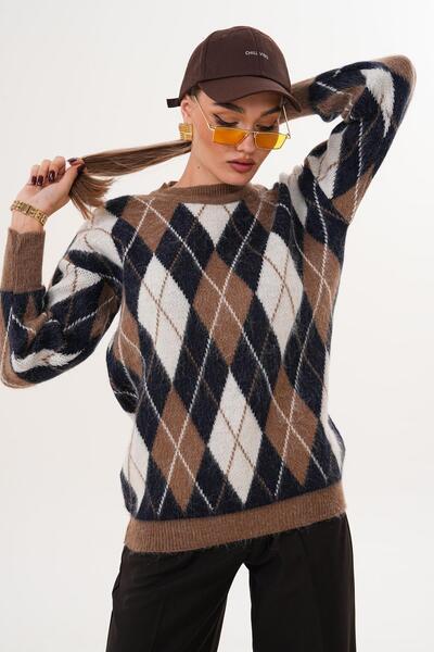 ŞİMAL Pulover tricotat cu model Baklava pentru femei 255141 -