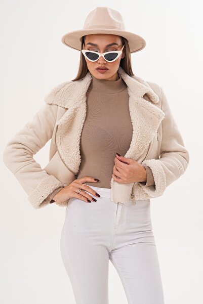 ŞİMAL Women's Cross-Zip Suede Jacket 255118 -