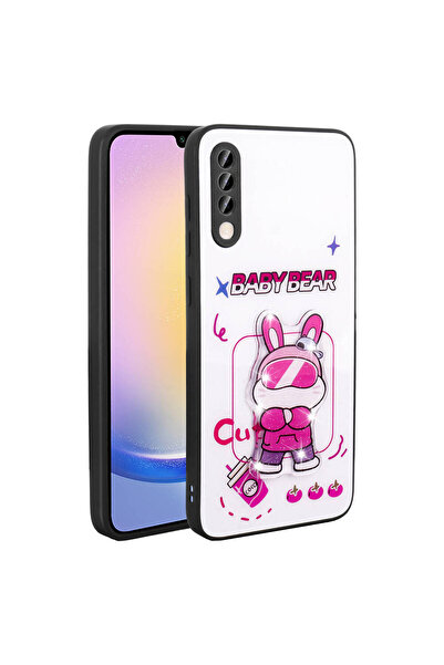 lucek cases غطاء سيليكون لهاتف Galaxy A70 من LCKC Amas مع شكل أيقوني منقوش ولامع - أبيض