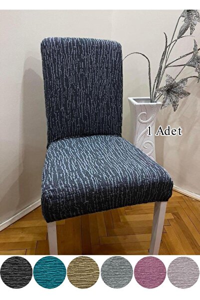 StarMall Jakarli Sandalye Örtüsü Çubuk Desen Yüksek Esnekli Sandalye Kılıfı (...