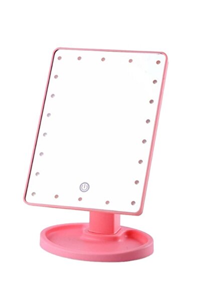 XbotMax مرآة مكياج مع أضواء LED وردية 27 × 17 سم