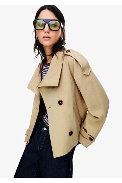 BRGCLOTHING B.S.K Stand-Up Collar Buttoned Short Trench Coat Jacket