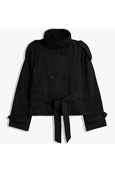 BRGCLOTHING B.S.K DİK YAKA DÜĞMELİ KISA TRENÇKOT CEKET