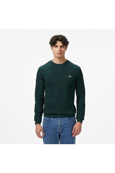 Lacoste Erkek Regular Fit Uzun Kollu Bisiklet Yaka Koyu Yeşil T-Shirt