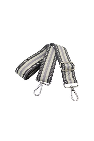 Anatolia Grey-White Striped Adjustable Polyester Bag Shoulder Strap 4 cm X 120 cm