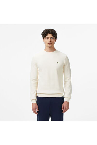 Lacoste Erkek Regular Fit Uzun Kollu Bisiklet Yaka Krem T-Shirt