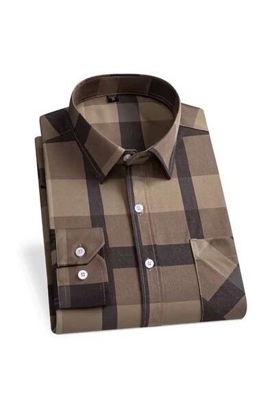 ARDSU Cămăși pentru bărbați în carouri, cu mâneci lungi, casual, de birou, fo...