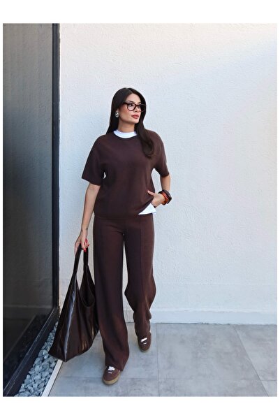 ESRAHELVACI Fitil Pattern Short Sleeve Knitwear Set