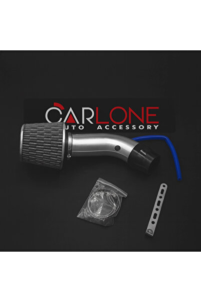 carlone Gümüş Renk Krom Borulu ve Gri Spor Açık Hava Filtre Seti -Boru Çapı 7,6cm-Uzunluk 23cm