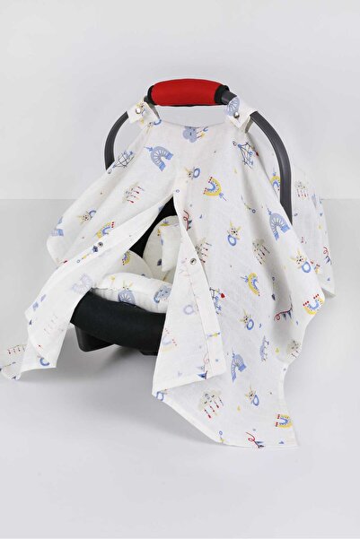 Umaybebek Puset Örtüsü, Puset Minderi, 2 Parça, Müslin, Seyahat arkadaşı - Bel Destekli