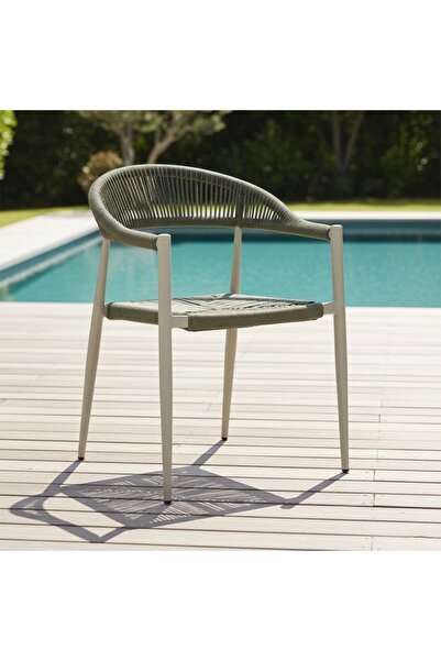 Danube Home Alma Rope Chair - Modern Outdoor Garden Stool | All-Weather Seating | Green, W56xD60xH78cm