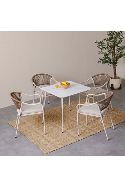 Danube Home طقم طعام خارجي فيتارا، ٥ قطع | أثاث بإطار فولاذي مقاوم للماء، يتسع لأربعة أشخاص | متعدد الألوان