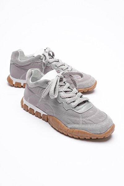 Mubiano حذاء رياضي نسائي من الجلد السويدي الأصلي برباط ونعل كريب وتفاصيل أنوراك باللون الرمادي مينو