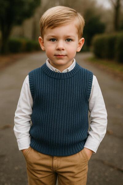 meriç bebe - bütün çocuklar melektir. mrc Boy's Thessaloniki Knitted Crew Neck Stretchy Sweater – 0-5 Years Old Domestic Production