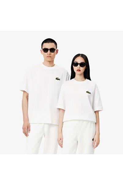 Lacoste Unisex Loose Fit Crew Neck Organic Cotton White T-Shirt