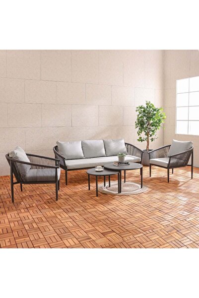 Danube Home Santa 5-Seater Outdoor Sofa Set | Aluminium Frame | Modern Patio Furniture | Grey