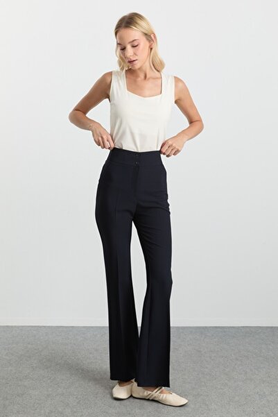 Selen Giyim Beli Lastikli İspanyol Paça Pantolon