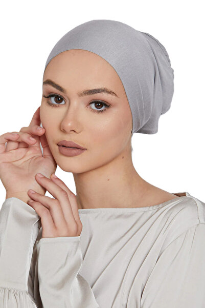 Perfectory قبعة عمامة نسائية برباط خلفي، غطاء رأس إسلامي - رمادي فاتح