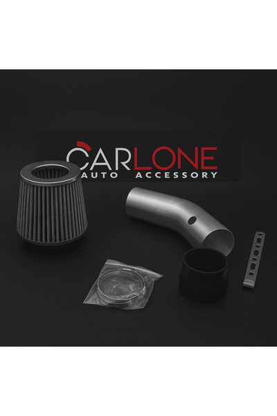 carlone Gümüş Renk Krom Borulu ve Gri Spor Açık Hava Filtre Seti -Boru Çapı 7,6cm-Uzunluk 23cm