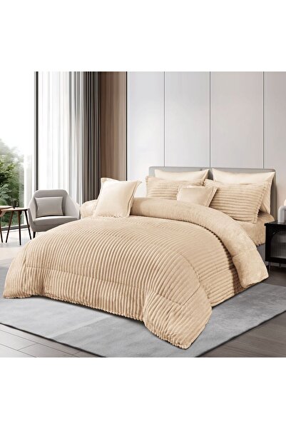 mingle 8-piece winter bedspread for two people, velvet and fur