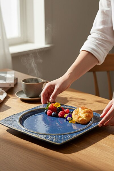 İREA PORSELEN Livelli Rhea 25 cm Porselen Kare Servis Tabağı 6 Adet