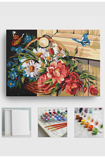 Sulepas Sayılarla Boyama Seti Numaralı Tuval Fırça Boya 40x50 Cm Kelebekli Çi...