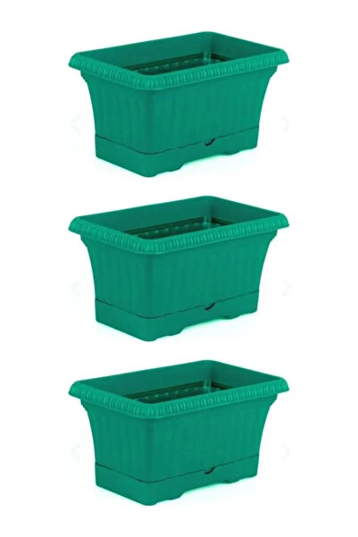 Genel Markalar Ova Balkon Saksı Tabaklı 3 Adet, 3.5 Litre Yeşil