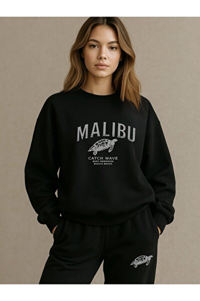 FUFLUNS Set de trening unisex cu imprimeu MALIBU, cu gâtul rotund, oversize