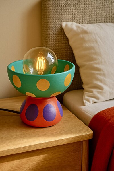 Genel Markalar Renkli Popcorn Masa Lambası, Şık ve Eğlenceli Aydınlatma Seçeneği