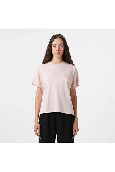 Lacoste Women's Loose Fit Crew Neck Pink T-Shirt