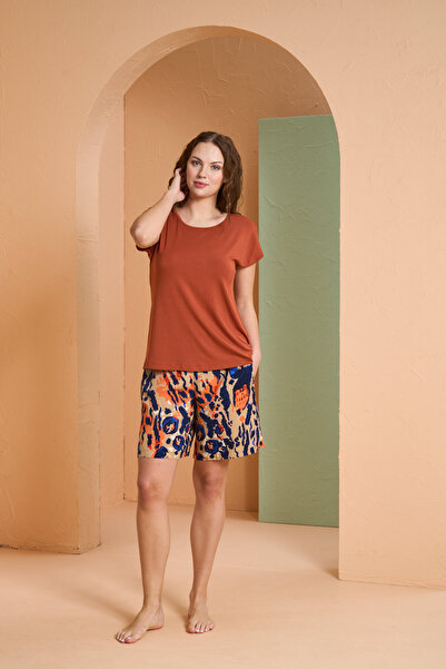 PJS Women's Low Sleeve Patterned Shorts Set