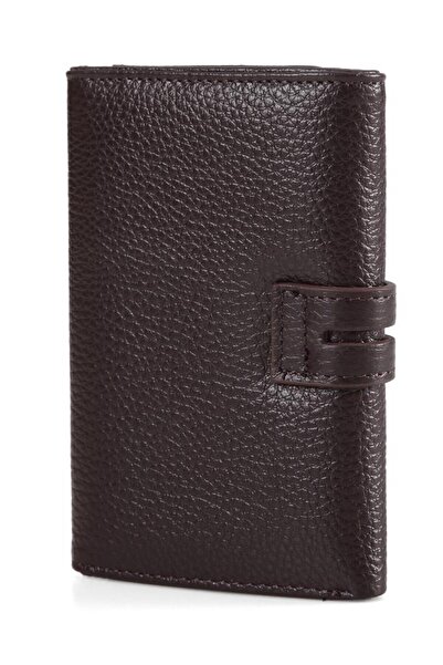 SEPTWOLVES Saraylı Genuine Leather Women's Bitter Brown Wallet with Metal Detail