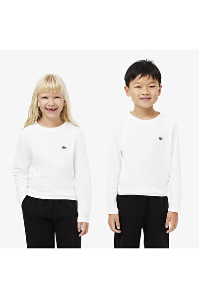 Lacoste Çocuk Uzun Kollu Bisiklet Yaka Beyaz T-Shirt