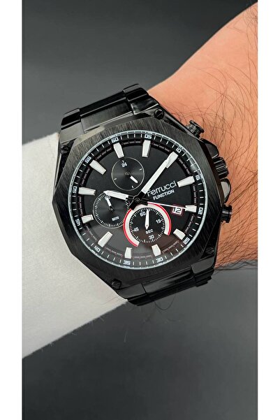 Ferrucci ساعة يد رجالية سوداء حصرية مقاومة للماء حتى 3 وحدات ضغط جوي
